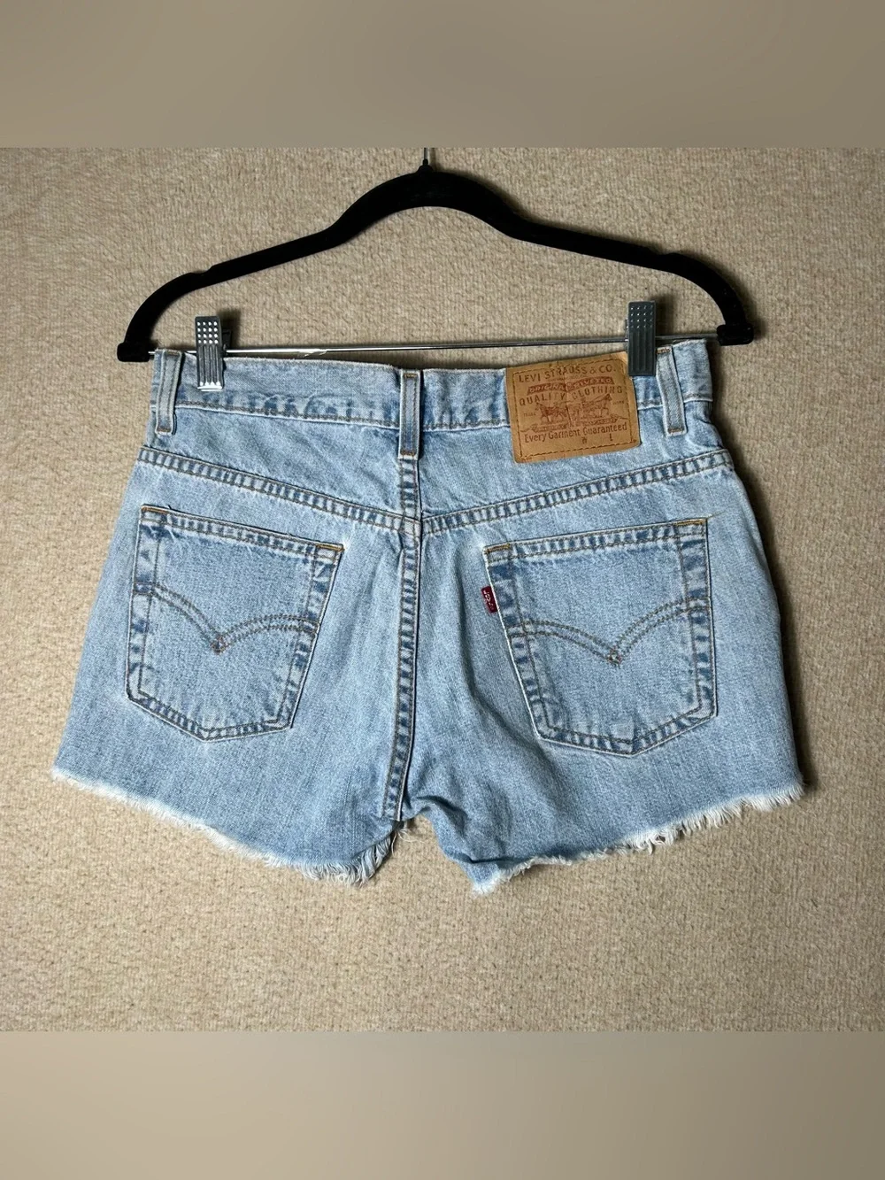 Levis Cutoff Shorts Jrs Size 7 Blue Denim Raw Hem 2